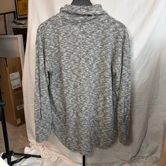 prana womens cowl neck black white heathered drawstring tunic length sweater. M - Picture 6 of 6